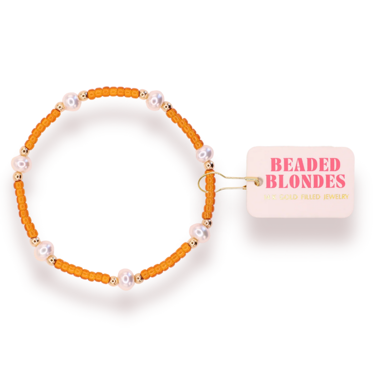 Beaded Blondes Burnt Orange Pearl 6.75" Bracelet