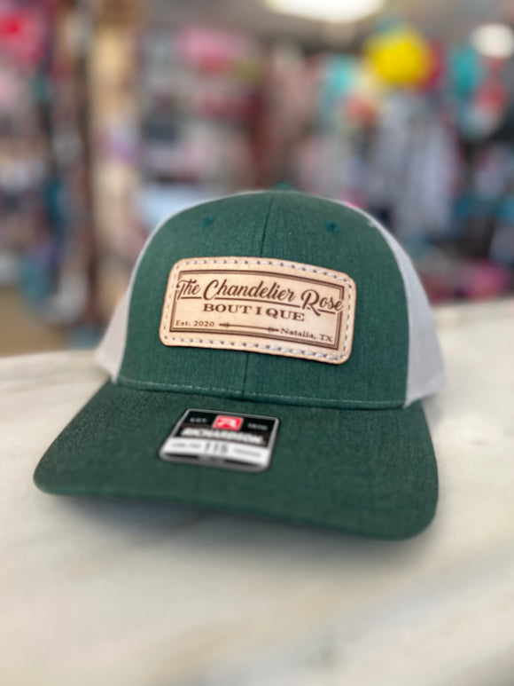 THE CHANDELIER ROSE BOUTIQUE CAP - DENIM WASH GREEN AND WHITE