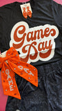 BIG GAME DAY RETRO ORANGE GLITTER TEE