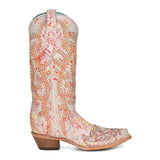 CORRAL WOMEN'S MULTI COLOR OVERLAY NEON BLACK LIGHT SNIP TOE WESTERN BOOTS - C3980