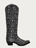 CORRAL WOMEN'S BLACK GLITTER OVERLAY & EMBROIDERY TRIAD TALL TOP WESTERN BOOT - C4049