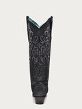 CORRAL WOMEN'S BLACK SUEDE OVERLAY & CRYSTAL TALL WESTERN BOOT - C4097