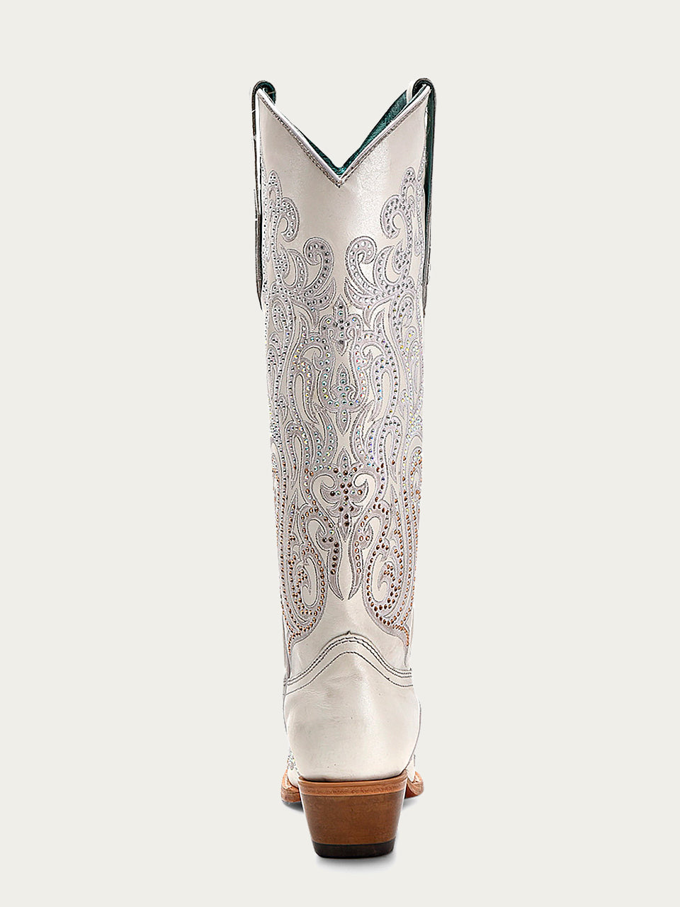 CORRAL WOMEN'S WHITE LEATHER OVERLAY & CRYSTAL TALL WESTERN BOOT - C4099
