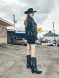 CORRAL WOMEN'S BLACK SUEDE OVERLAY & CRYSTAL 13" WESTERN BOOT - C4100