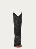 CORRAL WOMEN'S BLACK SUEDE OVERLAY & CRYSTAL 13" WESTERN BOOT - C4100