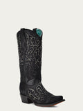 CORRAL WOMEN'S BLACK SUEDE OVERLAY & CRYSTAL 13" WESTERN BOOT - C4100