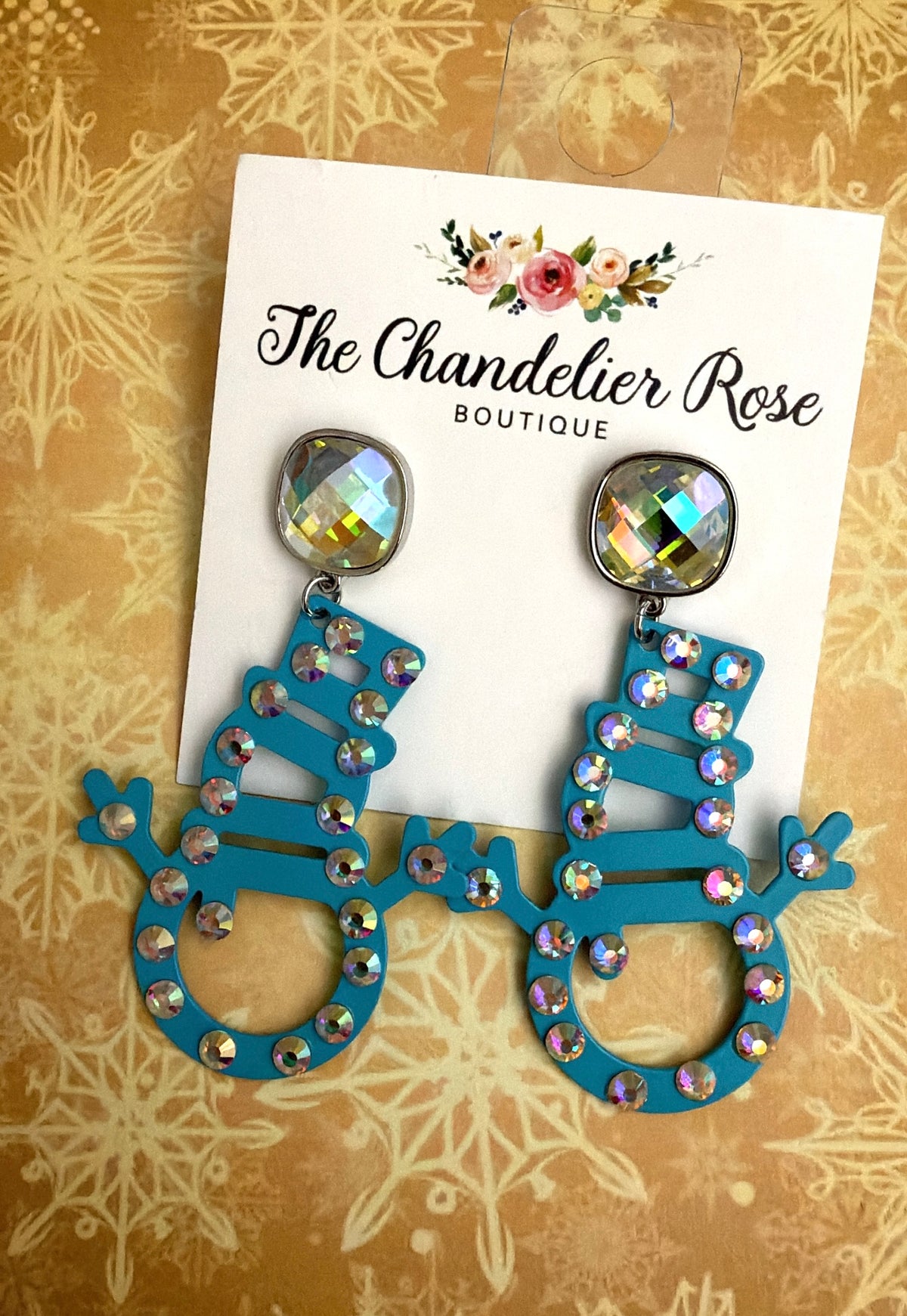 Blue Snowman Bling Earrings