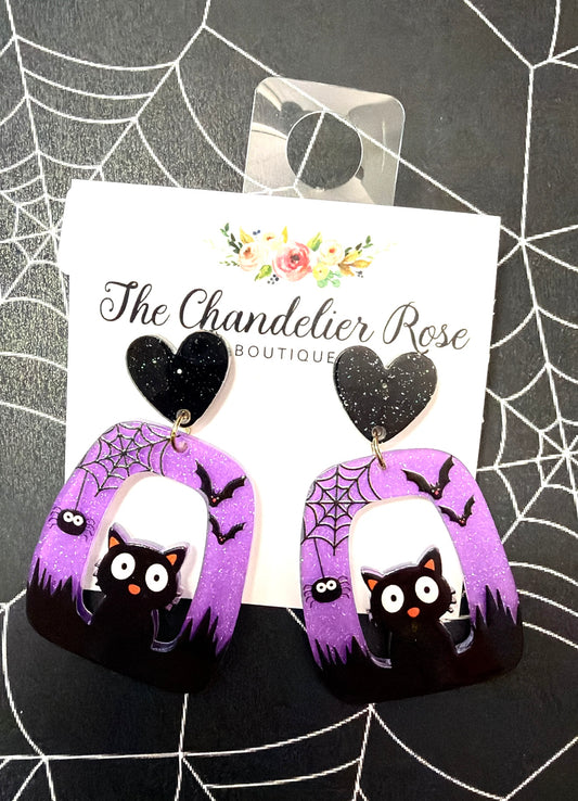 Purple Cat Earrings