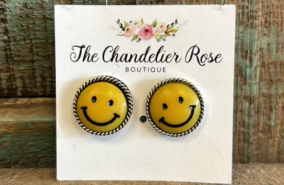 WESTERN SMILEY FACE POST STUD EARRINGS