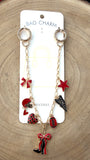 Game Day Bag Charm Boot Bow -  Red and Black