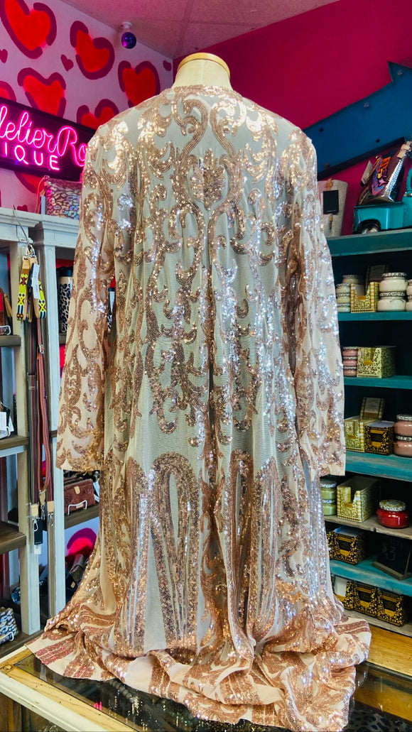 THE WESTERN SEQUINNED LONG COVER UP - ROSE GOLD