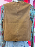 BROWN DENIM BUTTON UP VEST