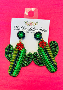 Beaded Cactus Earrings