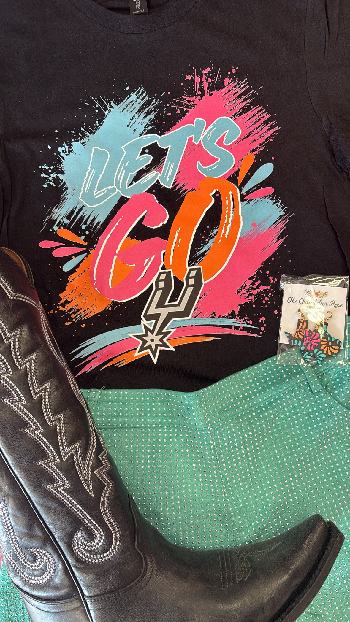 LET'S GO RETRO SPURS TEE - BLACK