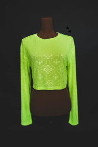 CHILLVILLE LONG SLEEVE CROP TOP - HIGHLIGHTER