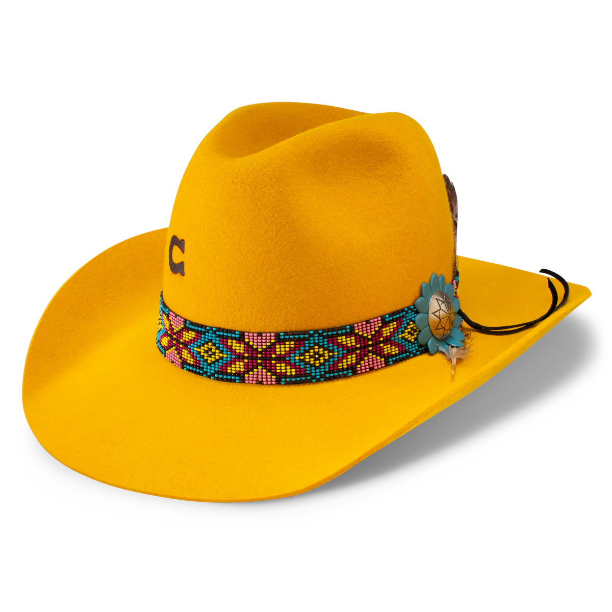 4X CHARLIE 1 HORSE GOLD DIGGER YELLOW FELT