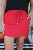 WELL LOVED RIBBED SKORT - RED