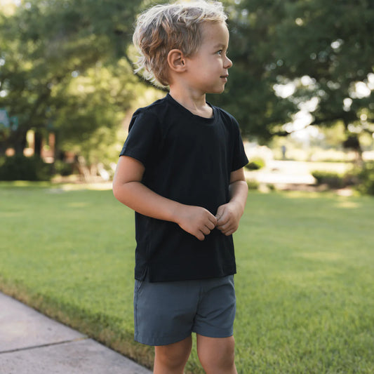 Burlebo Youth Everyday Short - River Rock Grey - Classic Deer Camo Pocket