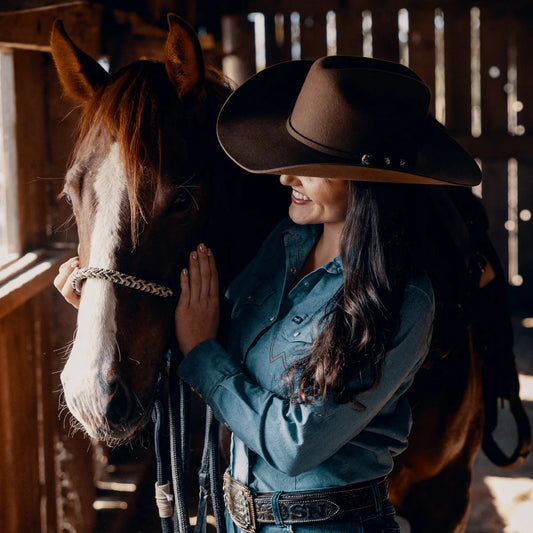 THE COWGIRL HAT BY CHARLIE 1 HORSE  4 5/8 CROWN- CORDOVA