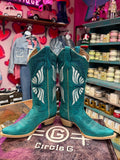 CIRCLE G WOMENS AQUA BUTTERFLY EMBROIDERY WESTERN BOOT - L6326