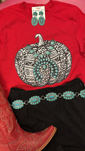 AZTEC CONCHO PUMPKIN TEE - RED