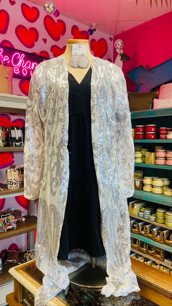 THE WESTERN SEQUINNED LONG COVER UP - SILVER