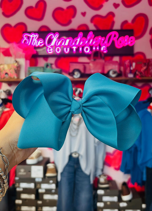TURQUOISE 8 INCH HAIR BOWS
