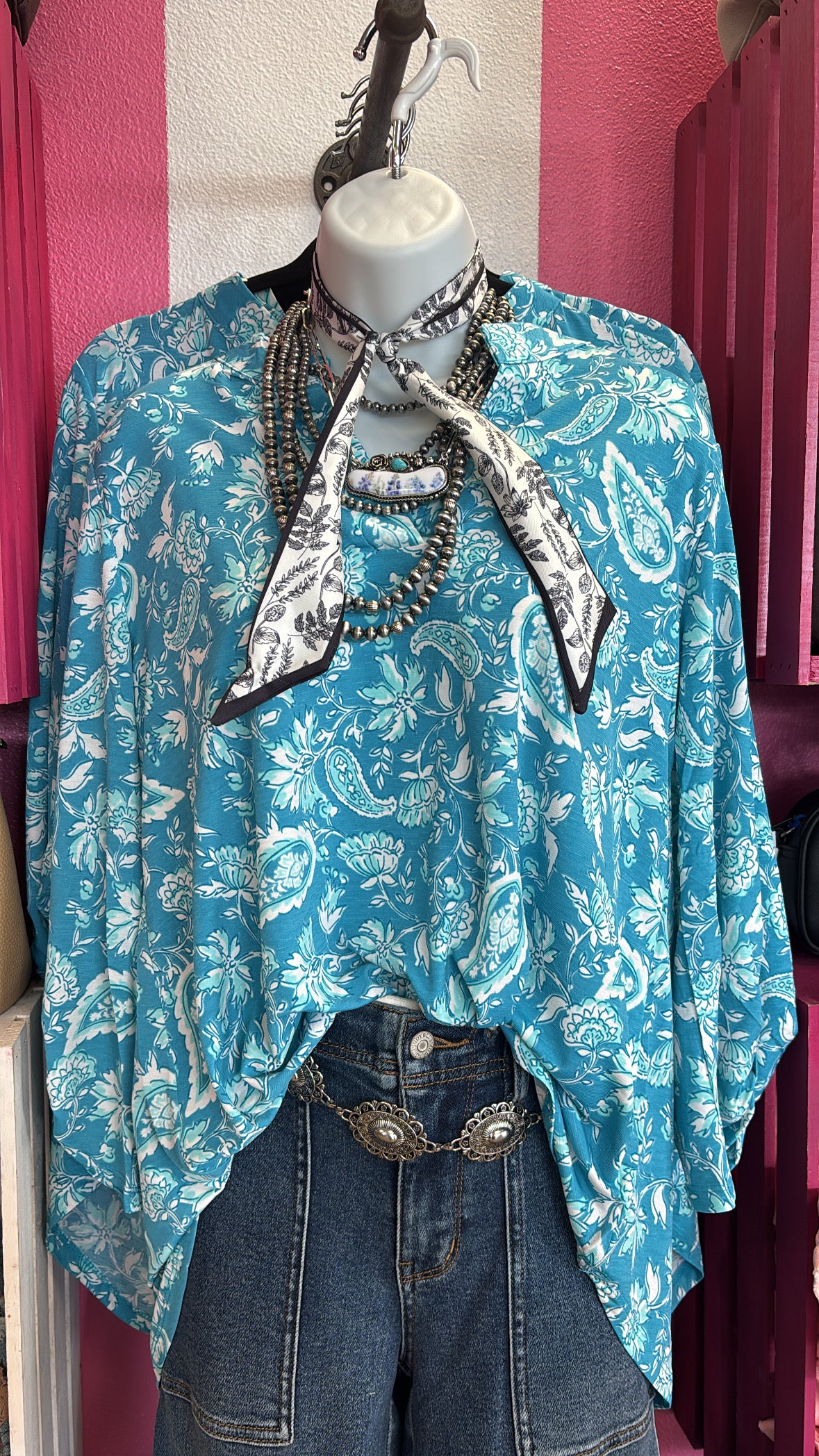 THE LIZZY PAISLEY TOP - AQUA