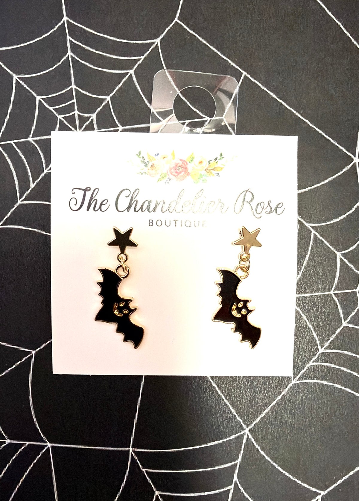 Black Bat Dangle Earrings