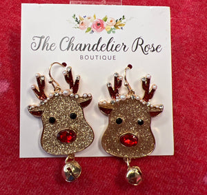 JINGLE BELL RUDOLPH REINDEER EARRINGS