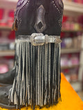 CORRAL WOMEN'S  SILVER-BLACK FINISH WITH CRYSTAL FRINGE WESTERN BOOT - A4599