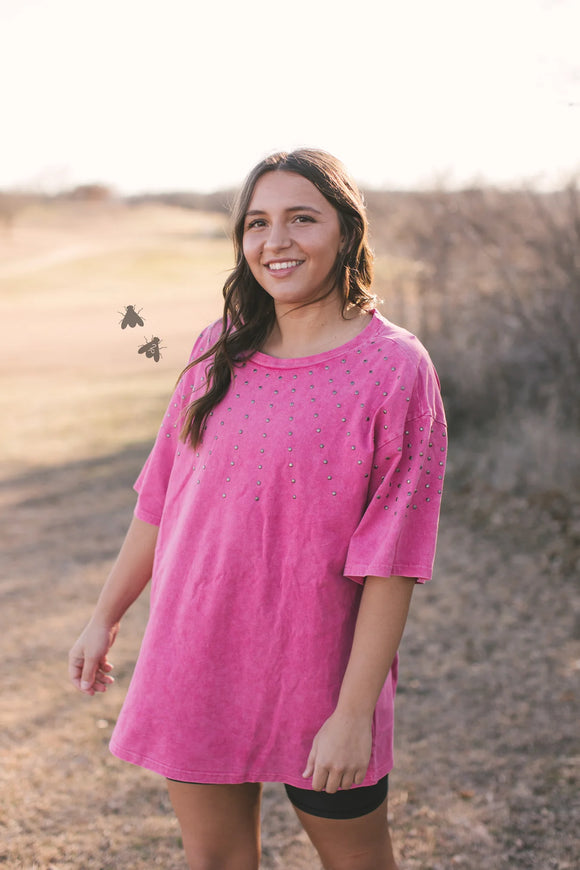 THE GROUPIE STUD OVERSIZED TEE - POP