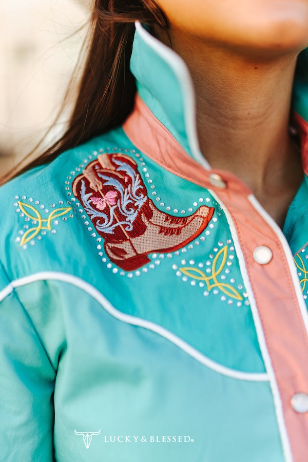 JADE SHORT SLEEVE BUTTON DOWN WESTERN EMBROIDERED RHINESTONE STUDDED YOKE DRESS