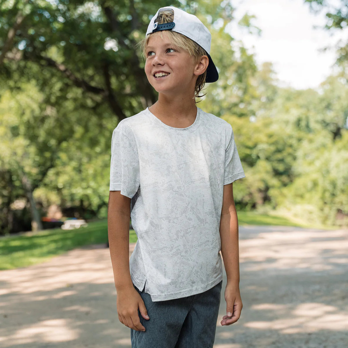 Burlebo Youth Go To Tee - Digi Camo Ivory