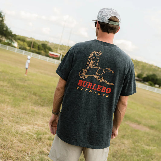 Burlebo Adult Short Sleeve Tee - DUCK WILD - HEATHER BLACK