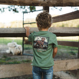 Burlebo Youth Tee Duck Dog Stamp - Heather Olive