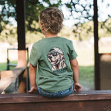 Burlebo Youth - Short Sleeve Tee - Mallard Camo Dog - Heather Olive