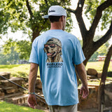 Burlebo Adult Short Sleeve Tee - MALLARD CAMO DOG- HEATHER PERIWINKLE