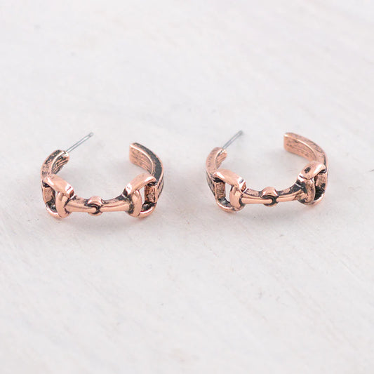 WESTERN COPPER HORSE BIT HOOP EARRINGS