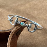 WESTERN AB STONE SILVER HORSE BIT BRACELET