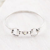 WESTERN AB STONE SILVER HORSE BIT BRACELET