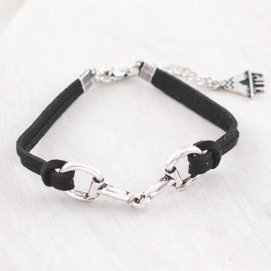 WESTERN BLACK SILVER HORSE BIT BRACELET