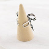 WESTERN BARBWIRE BOW SILVER RING
