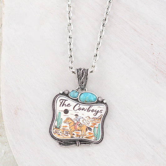 WESTERN VINTAGE COWBOY PENDANT NECKLACE