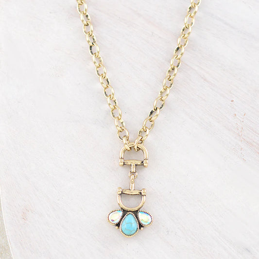 WESTERN HORSE BIT GOLD NECKLACE
