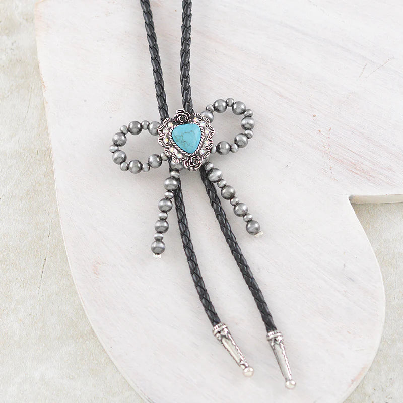 WESTERN NAVAJO BOW BEAD BOLO NECKLACE