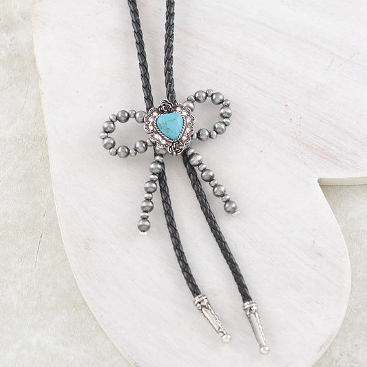 WESTERN NAVAJO BOW BEAD BOLO NECKLACE