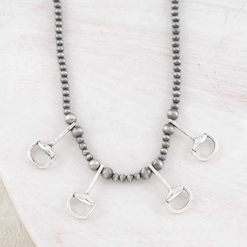 WESTERN HORSE BIT CHARM NAVAJO NECKLACE