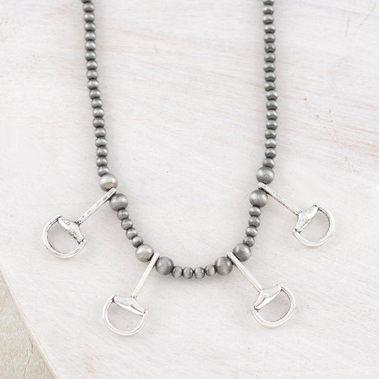 WESTERN HORSE BIT CHARM NAVAJO NECKLACE
