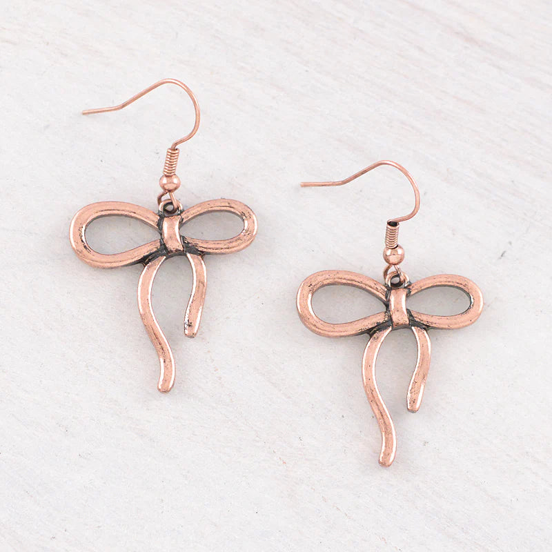 COPPER BOW DANGLE EARRINGS